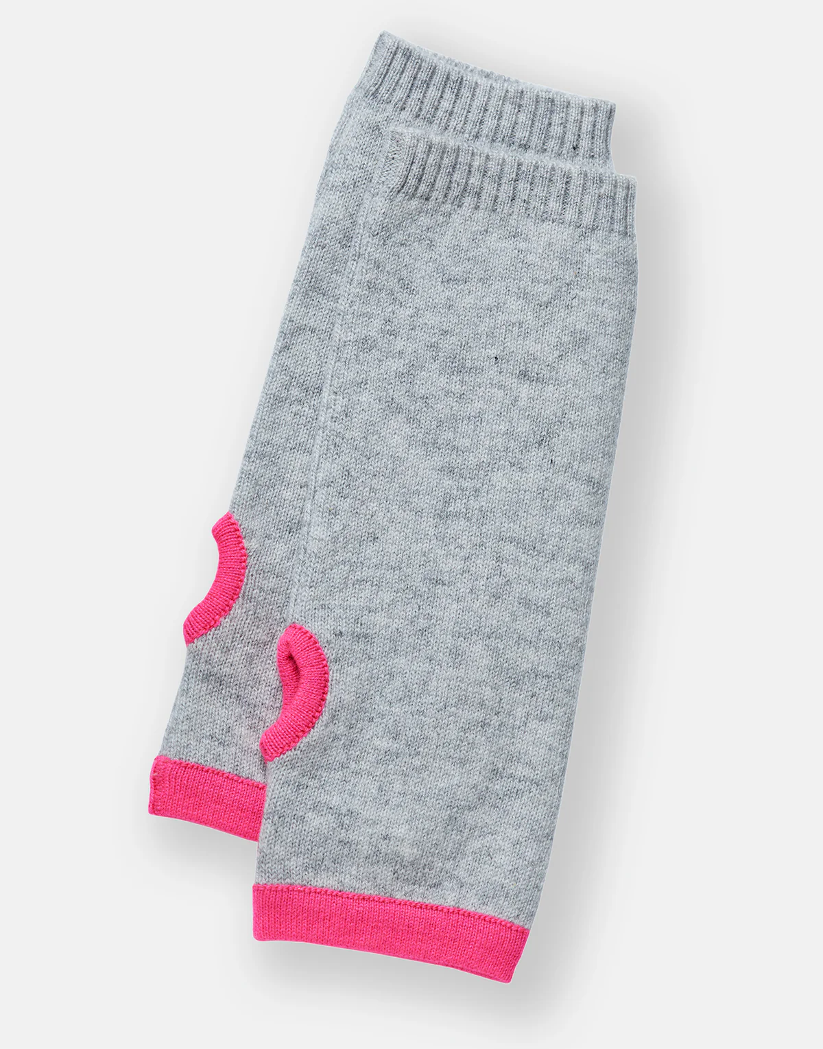 Cove Cashmere - Cashmere Wrist Warmers - Grey & Neon Pink