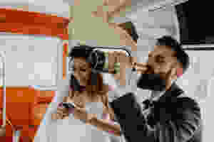 alternative couple unique wedding tattooed bride