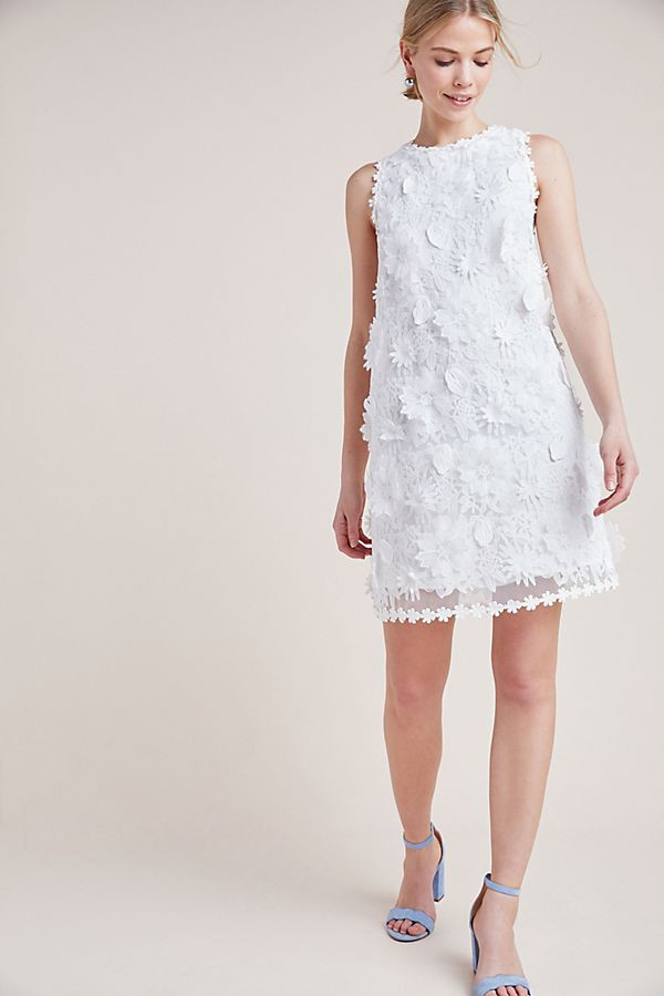 embroidered lace shift dress Anthropologie wedding bridal