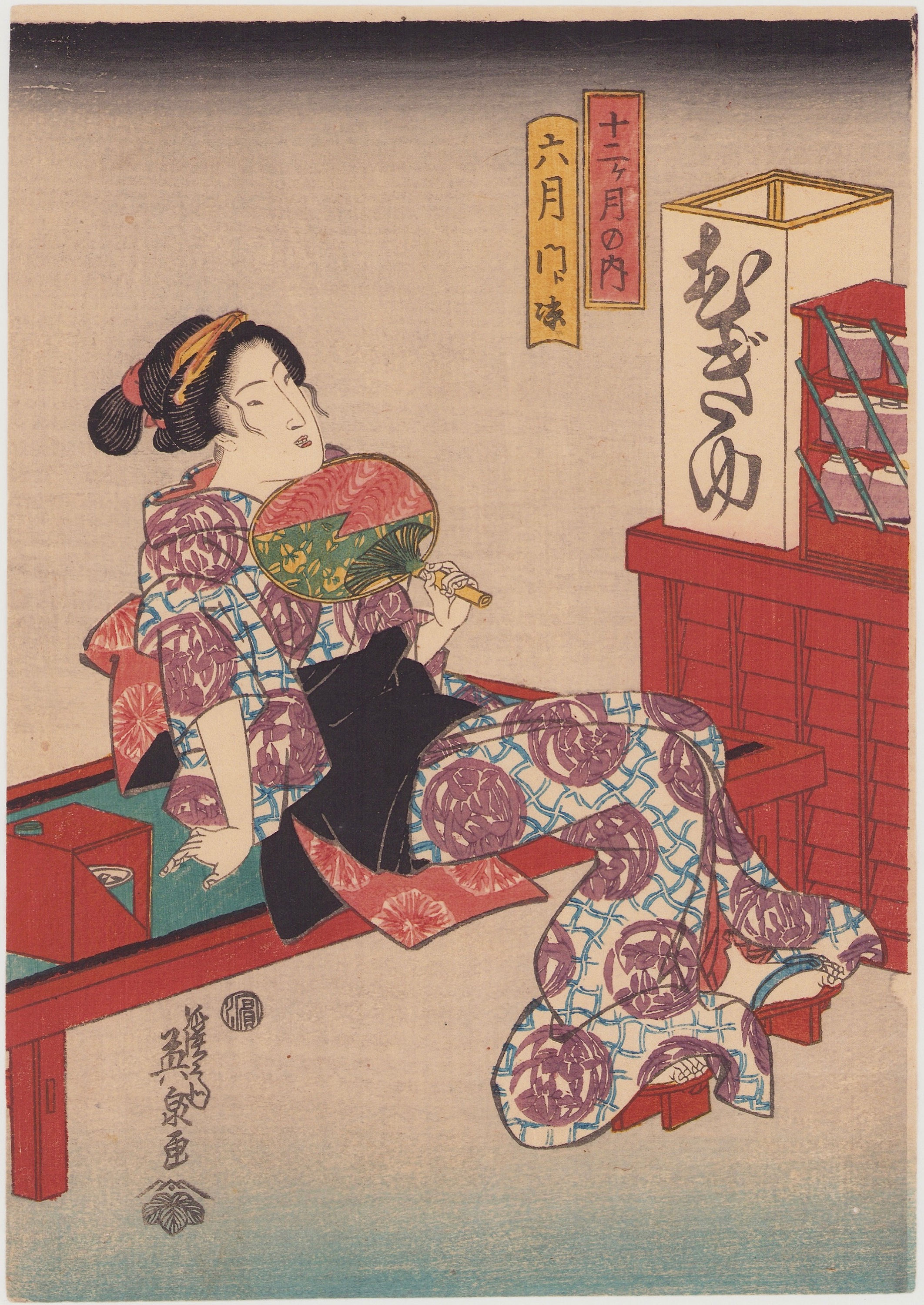 英泉/十二ヶ月の内 六月 門涼(sold)