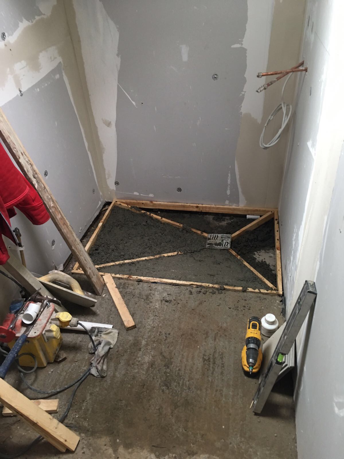 Property Repair Guys 365 wet room bathroom concrete moulding for intake drain