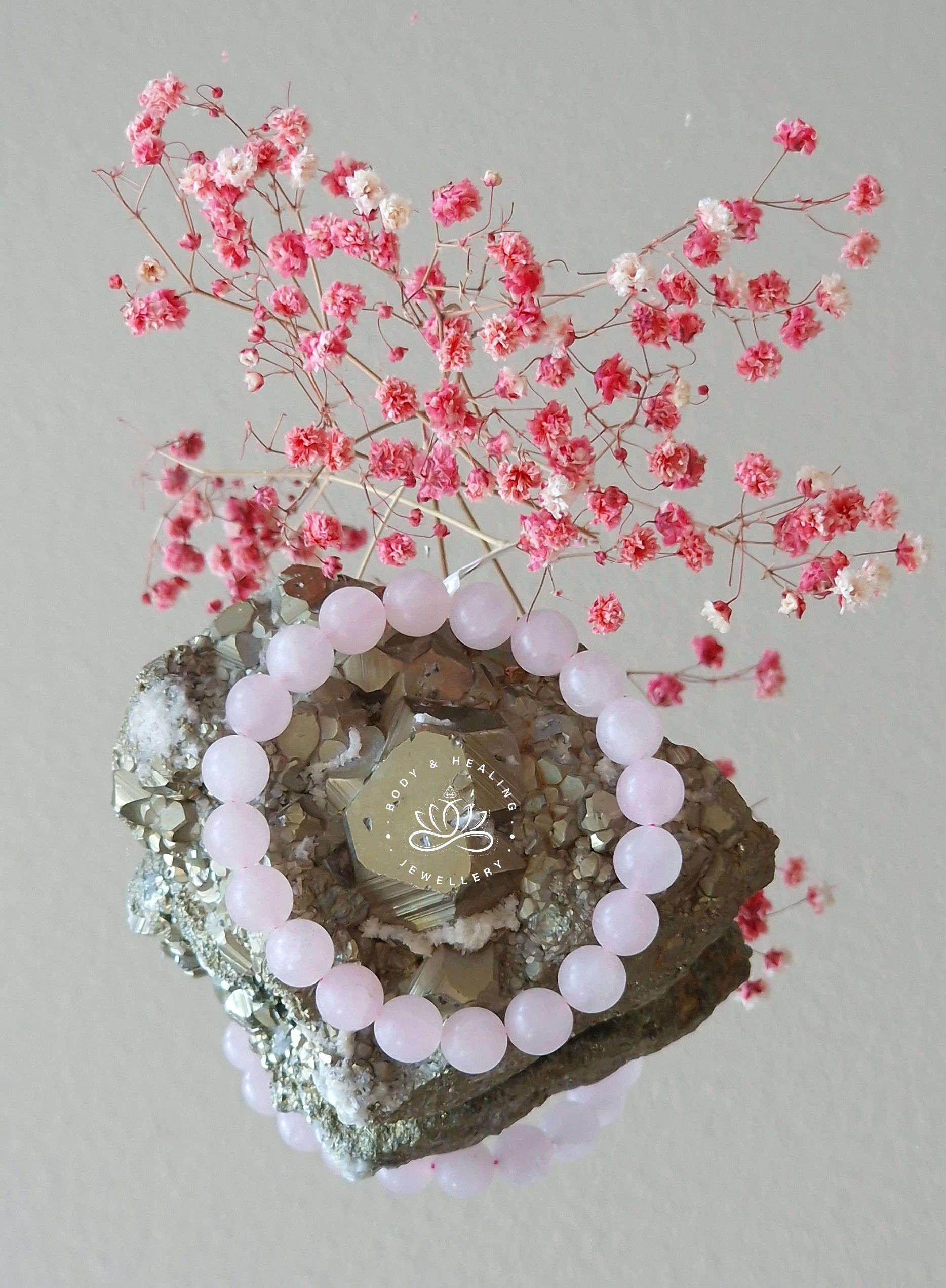 Rosenquarz Armband 20cm (Extra satiniert )/ 10mm