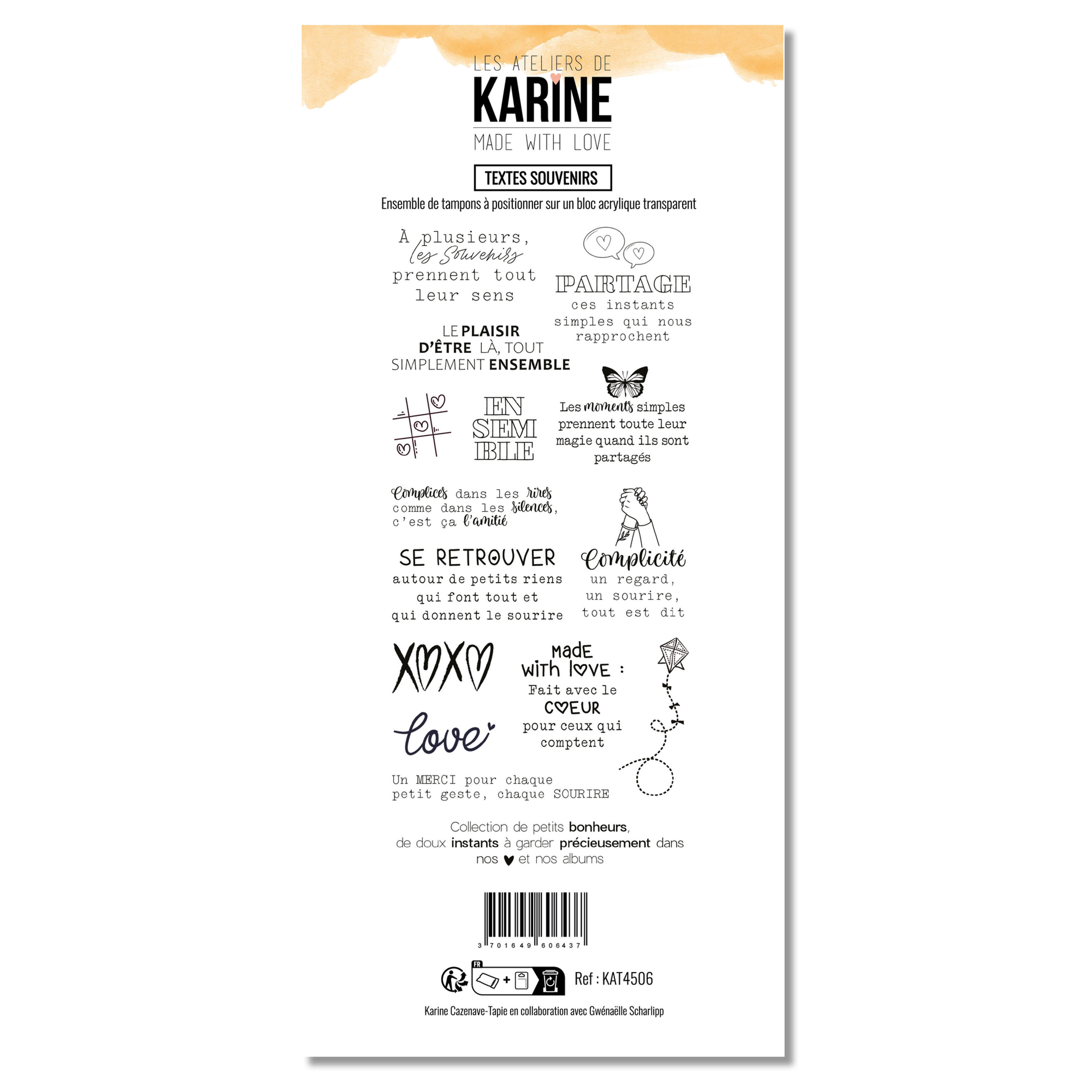 Tampons clears Textes Souvenirs LES ATELIERS DE KARINE- Made with love