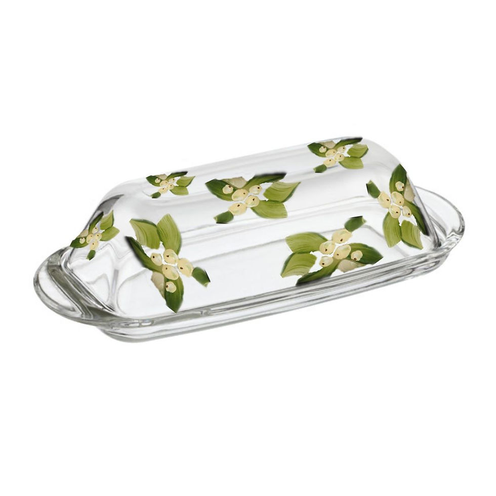 White Berry Mistletoe butterdish