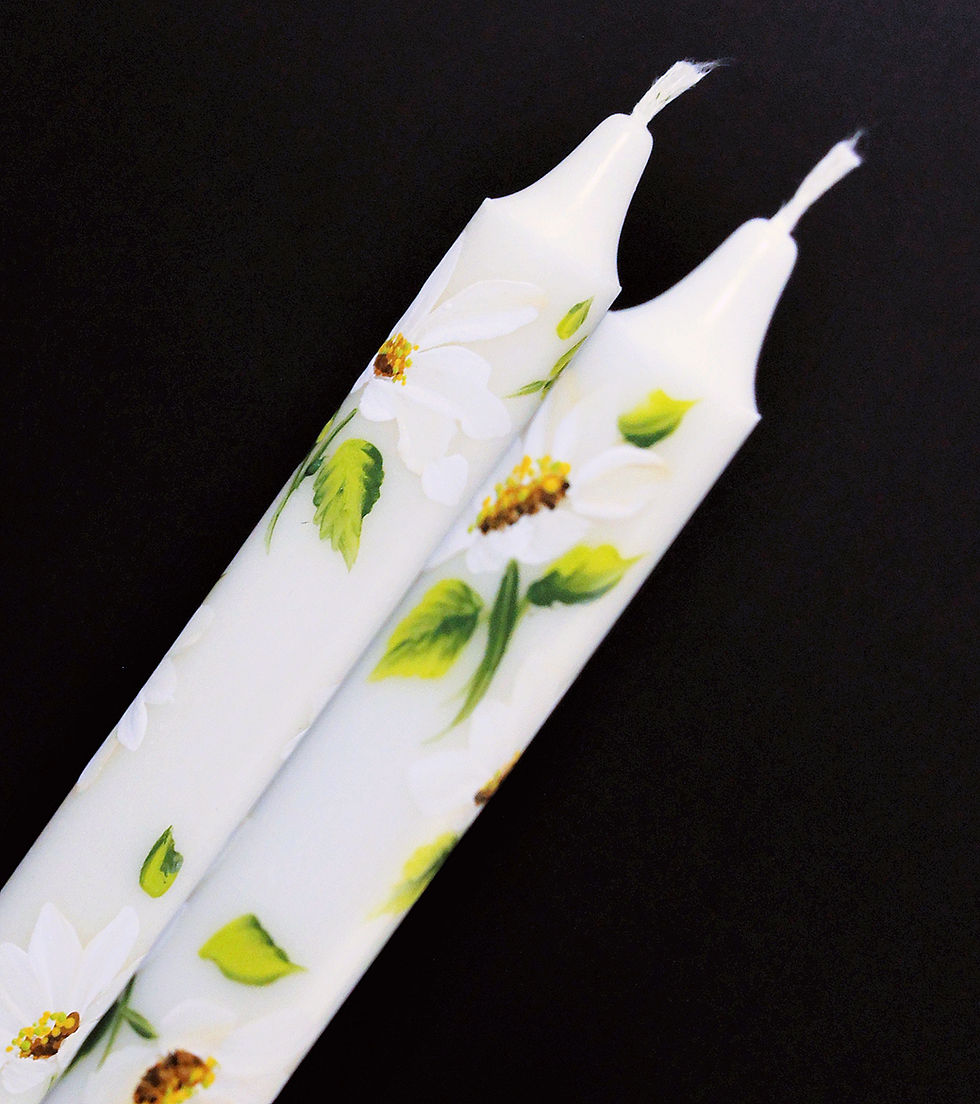 الصورة المصغرة: Painted Daisy Candles , Cornflower, Echinacea  pair