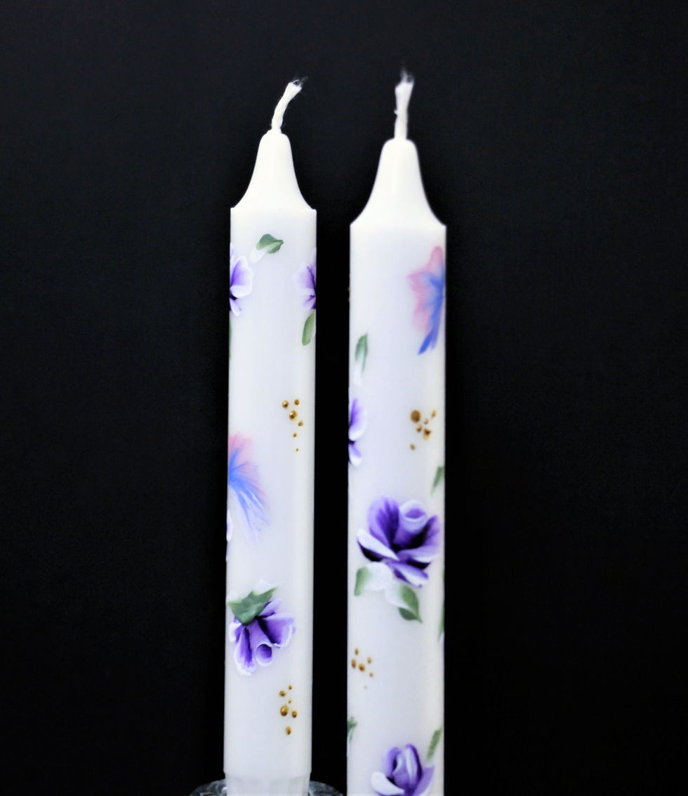 الصورة المصغرة: Painted  Candles with Roses and butterflies,