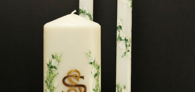 Classic Monogrammed Custom painted Candle set