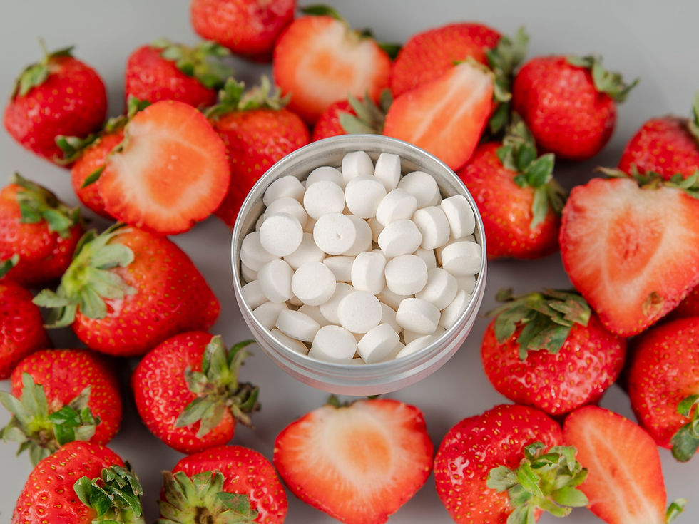 strawberry flavoured All Natural Toothpaste Tablets
