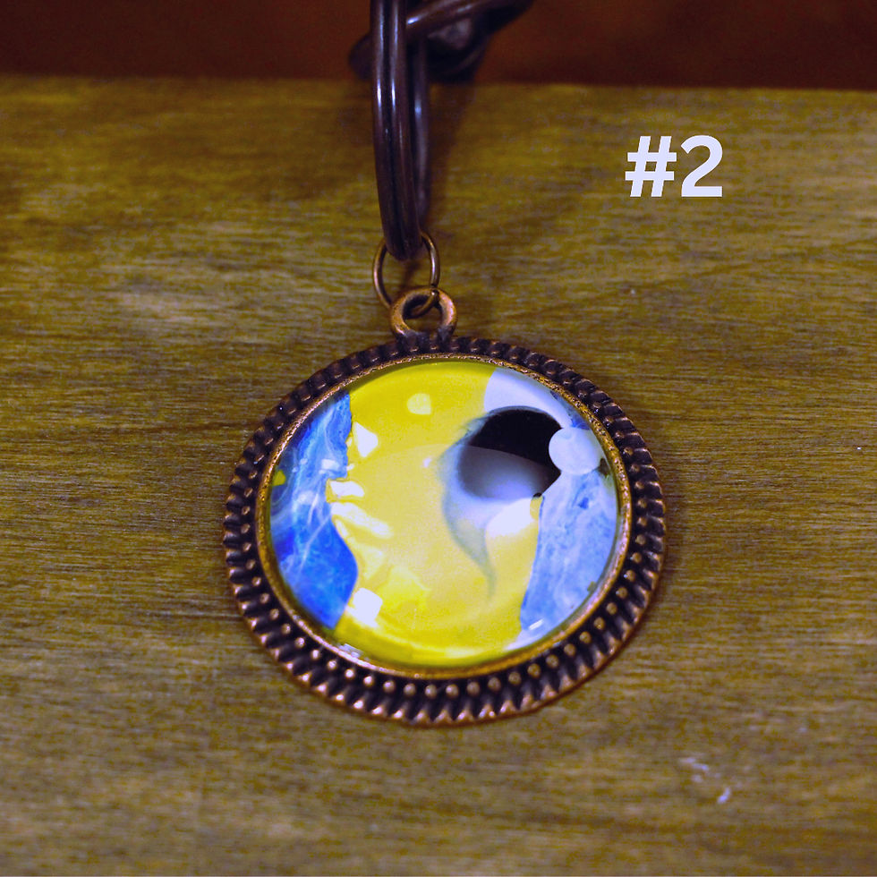 Thumbnail: Key Chains, painted abstract designs,