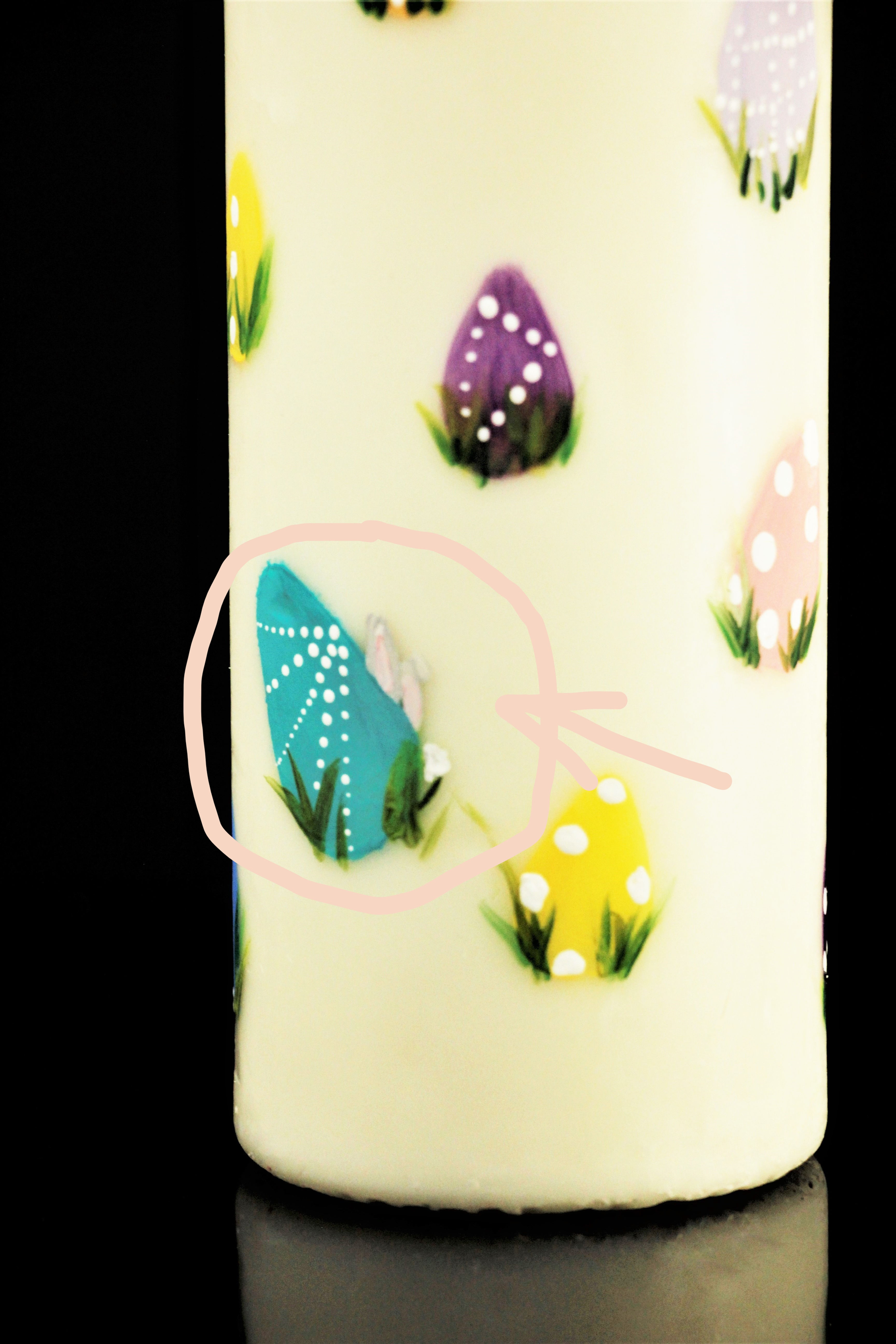 Hand Painted Easter Egg Pillar Candle