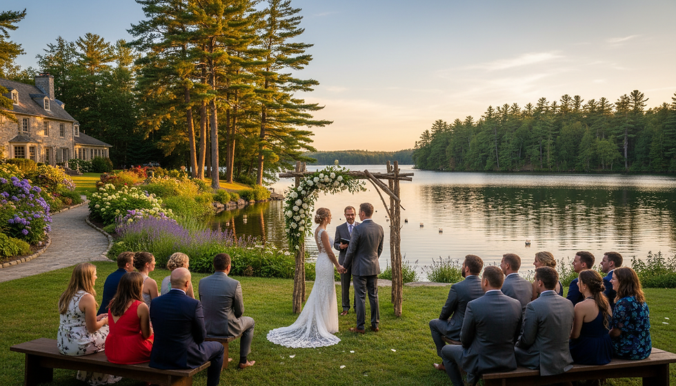couple at wedding alter in typical Canadian outdoor setting