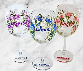 Custom Wedding glasses, hand painted,