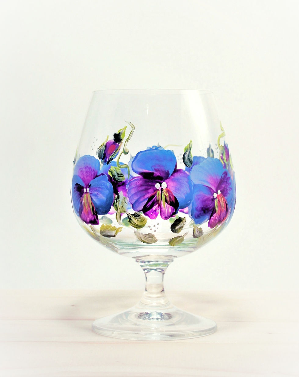 Miniatura: Hand Painted Pansy on Glass PAIR