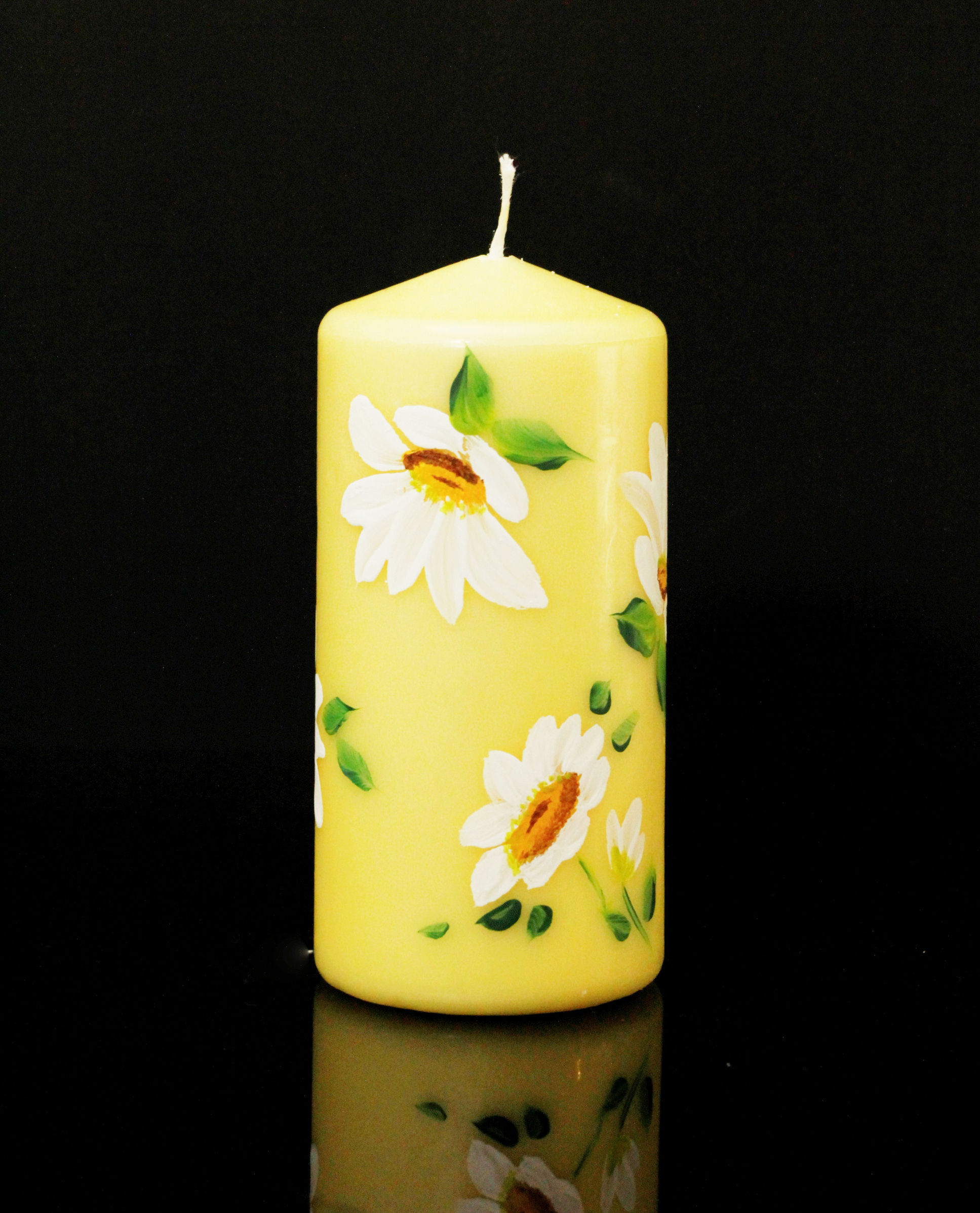 Painted Yellow Candles, Daisies
