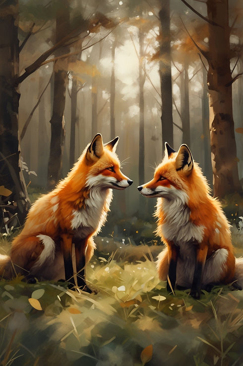 Leonardo_Vision_XL_A_pair_of_foxes_meeting_in_a_beautiful_dens_1.jpg