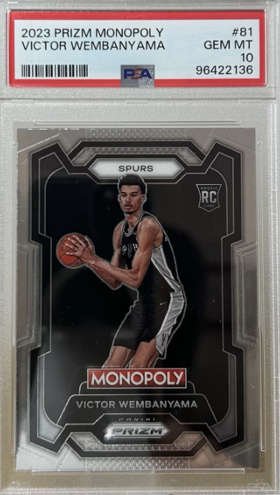 2023-24 Panini Prizm Monopoly Victor Wembanyama Base Rookie PSA 10 #81