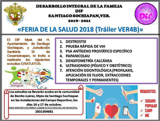 DIF DE SANTIAGO SOCHIAPAN TE INVITA A PARTICIPAR EN LA TERCERA FERIA DE LA SALUD