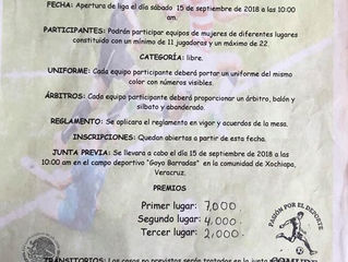 SANTIAGO SOCHIAPAN TE INVITA A PARTICIPAR EN LA LIGA MUNICPAL FEMENIL DE FUTBOL