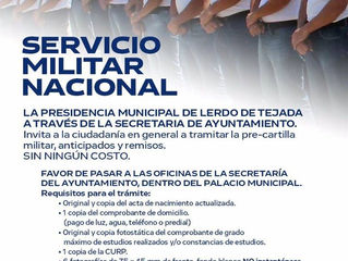 AYUNTAMIENTO DE LERDO DE TEJADA TE INVITA A TRAMITAR TU PRECARTILLA DEL SERVICIO MILITAR