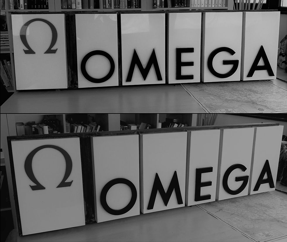 Thumbnail: EXTREMELY-RARE-OMEGA-LUMINOUS RELIEF / SIGN / ADVERTISE 1960´S PRE MOON PERIOD