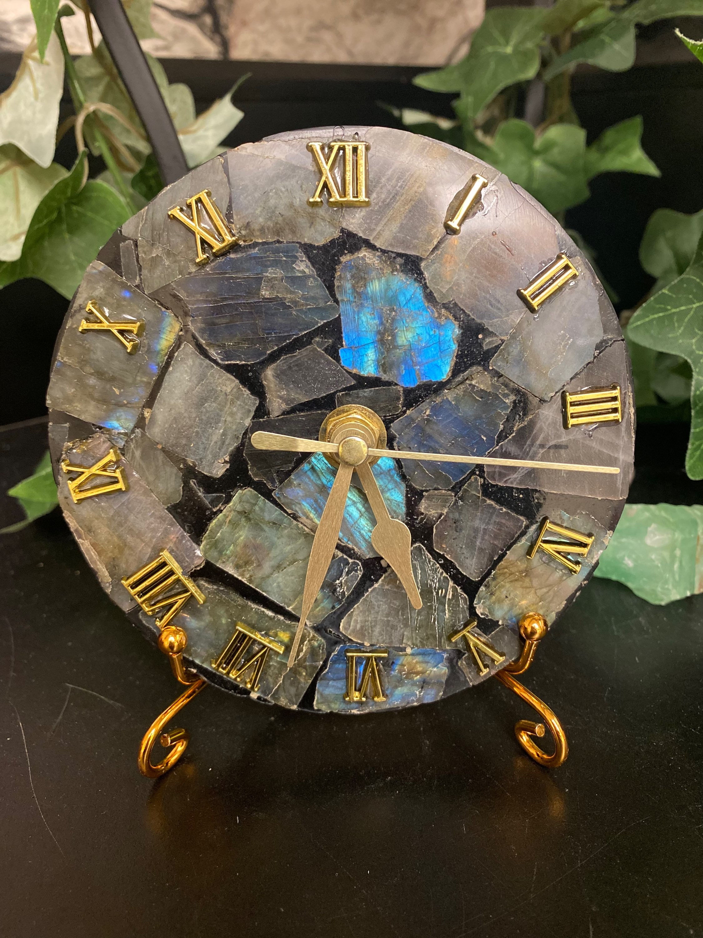 Labradorite Crystal Clock