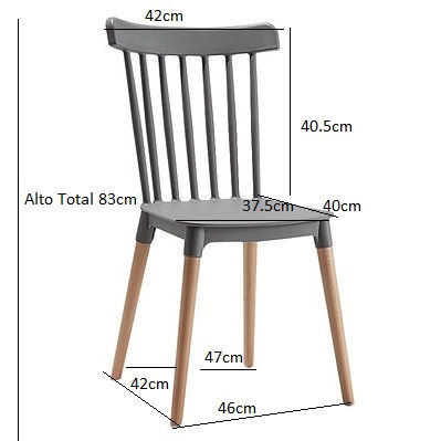Silla De Polipropileno, patas de madera