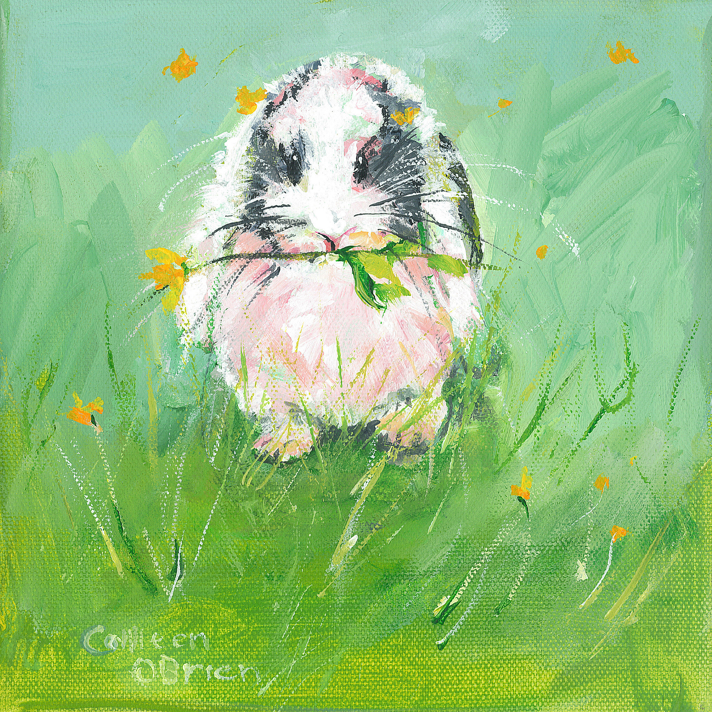 BUNNY.  "Buttercup" Original Art 8”x8”