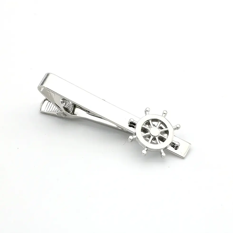 Miniatura: Kit Abotoaduras Masculinas Âncora e Leme + Prendedor de Gravata – Acessórios