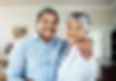 Mature, smiling Hispanic husband and wife