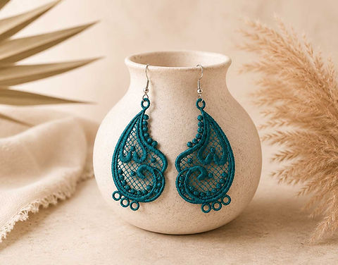 Teal lace earrings
