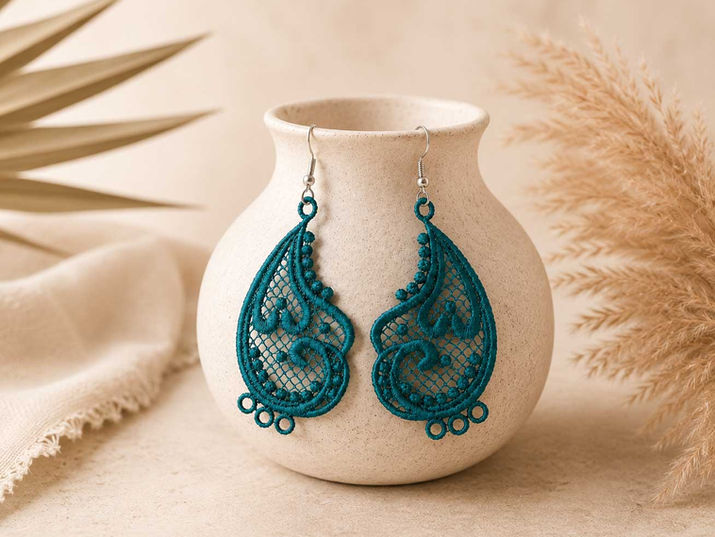 Teal lace earrings