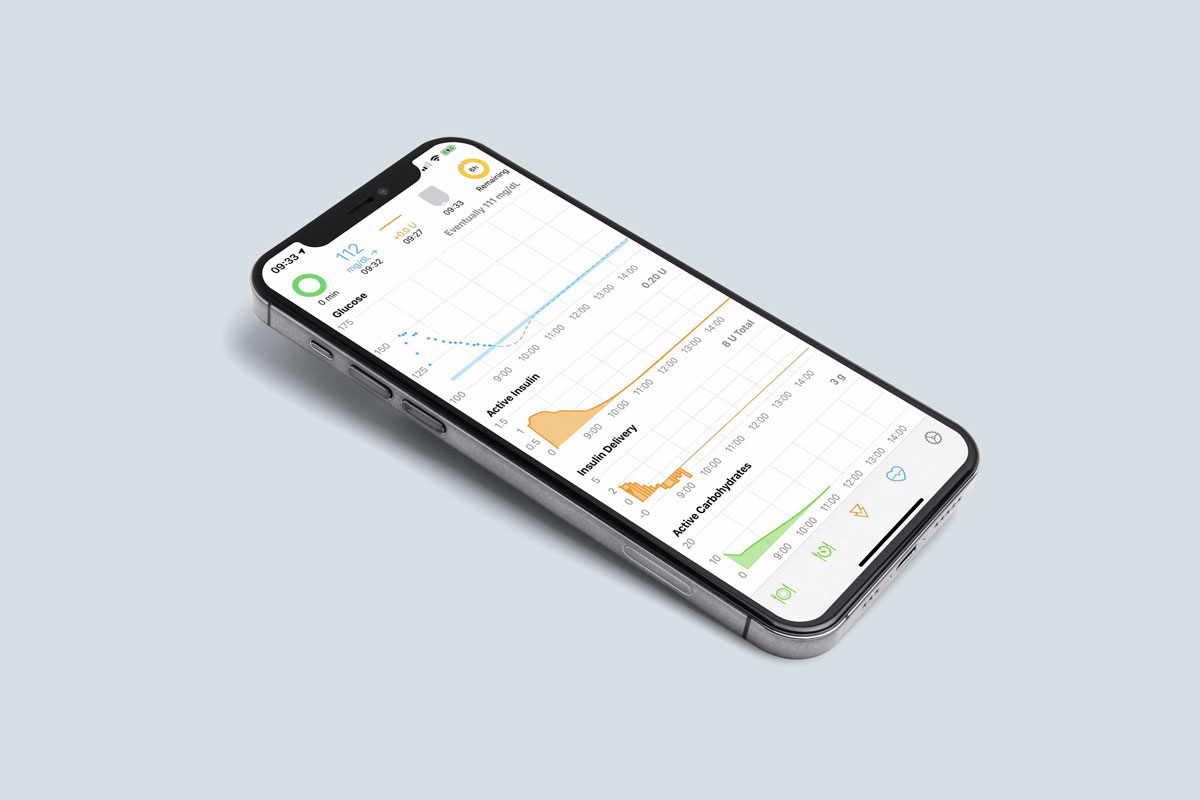 Mobile phone with Loop data on screen
