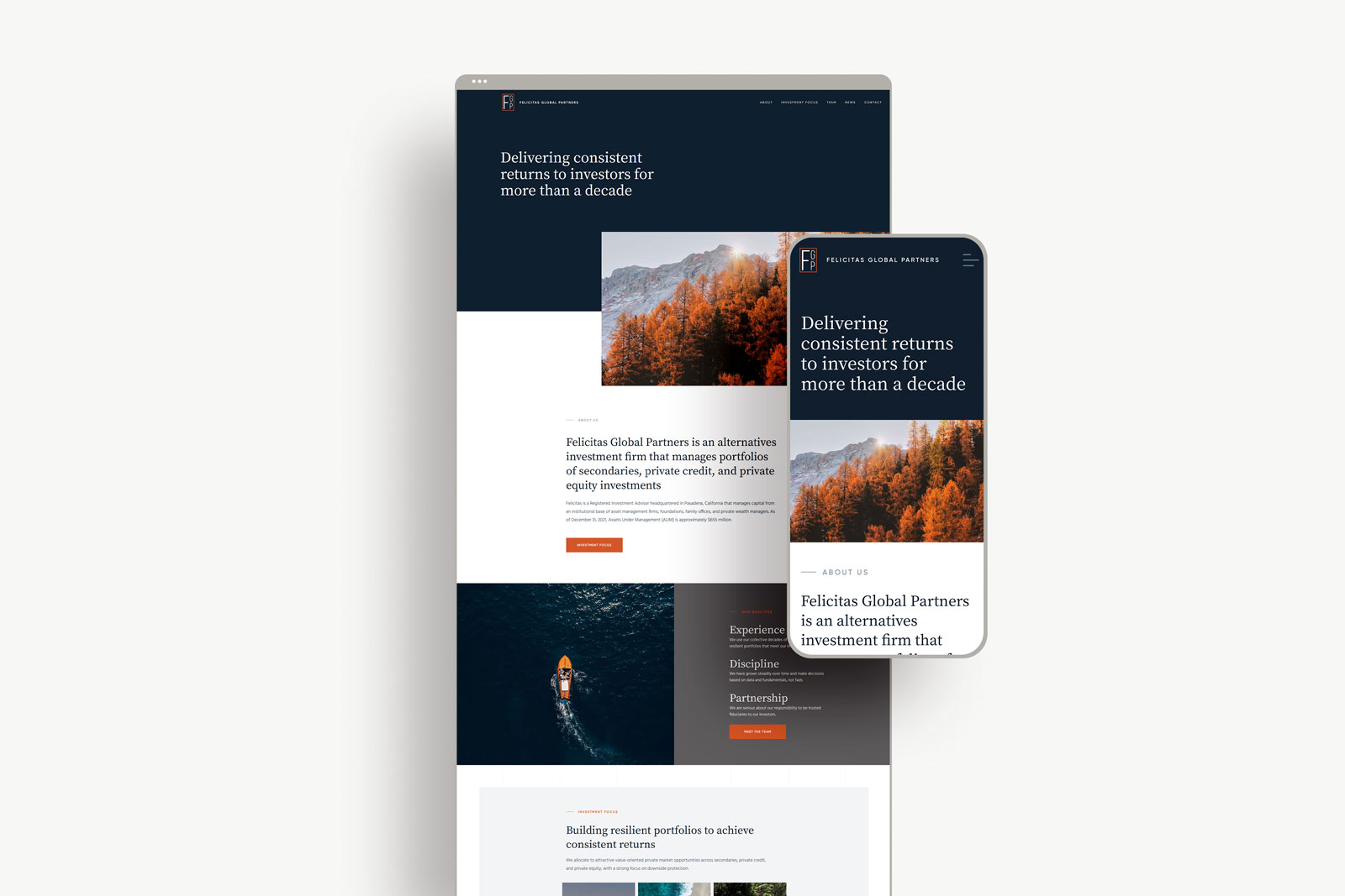 Custom Wix website designed by Christy Evans for Felicitas Global Partners
