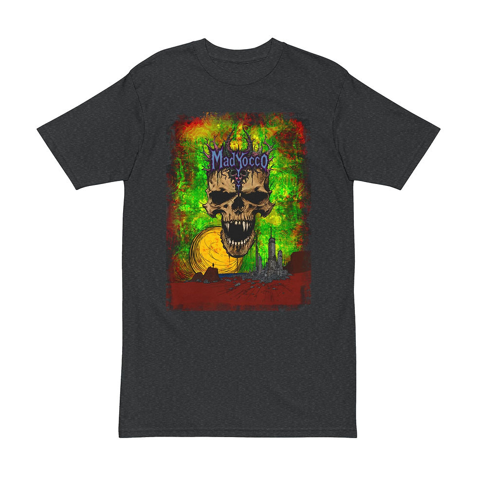 Thumbnail: MadYocco Men's Heavyweight Tee - Bold Skull Design for Rock Fans