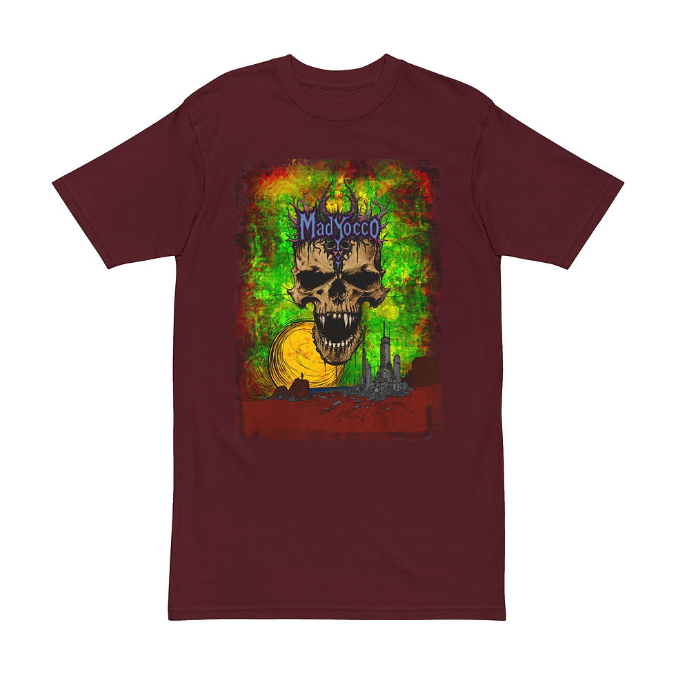 Thumbnail: MadYocco Men's Heavyweight Tee - Bold Skull Design for Rock Fans