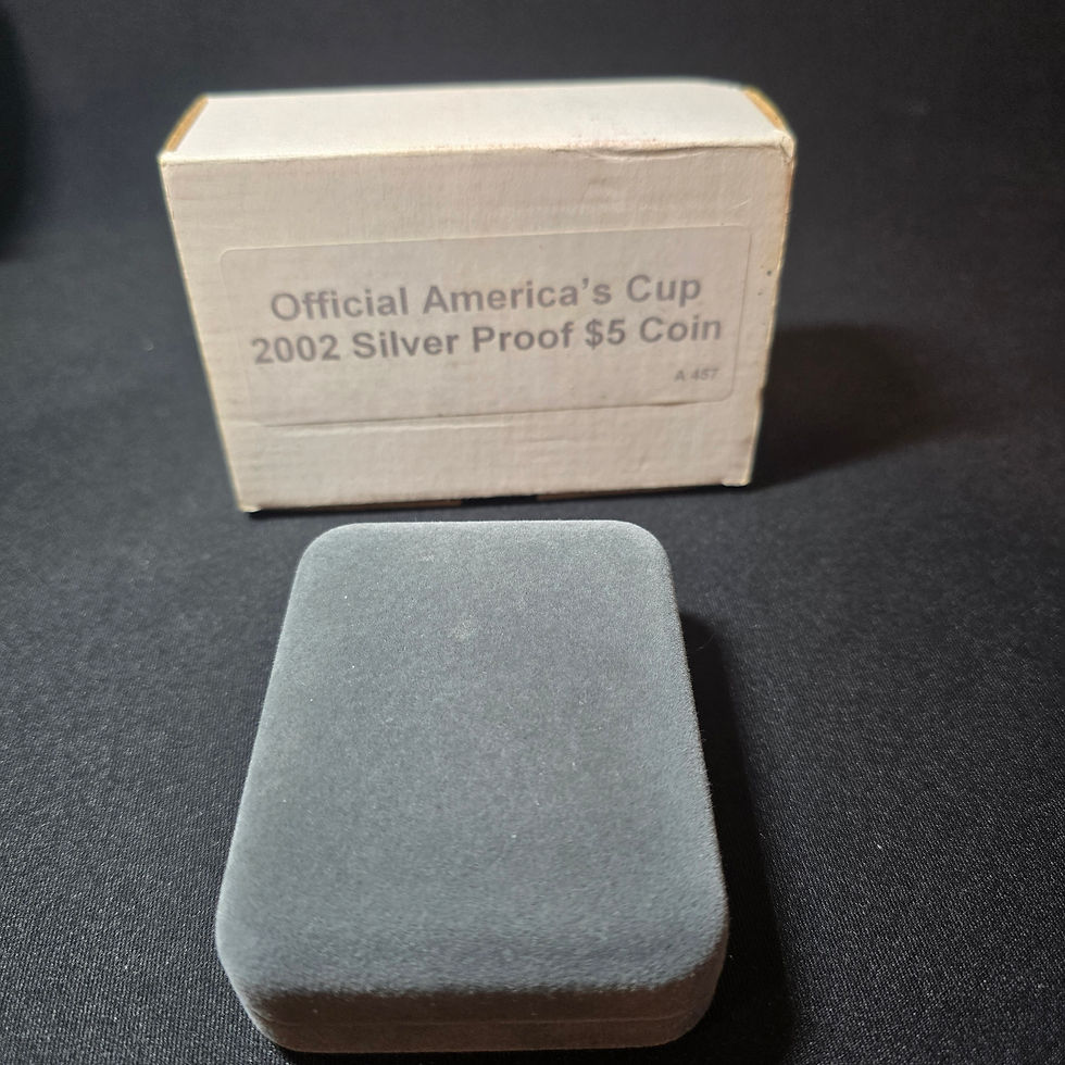 Thumbnail: $5 America's Cup Silver frosted proof coin 2002