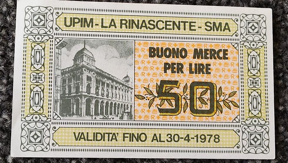 Italy 50 Lire UPIM La Rinascente SMA Merchandise Voucher 1978 Buono Merce Coupon