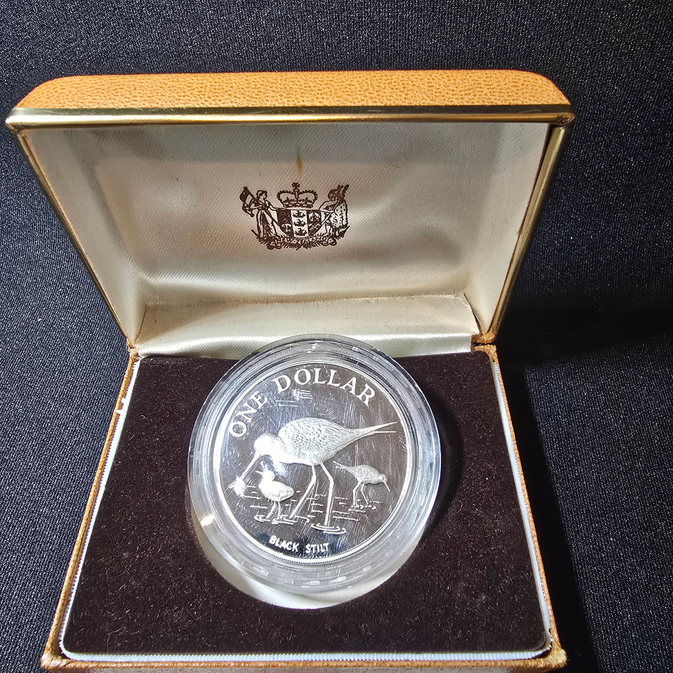 New Zealand 1985 Silver Dollar Coin - The Black Stilt