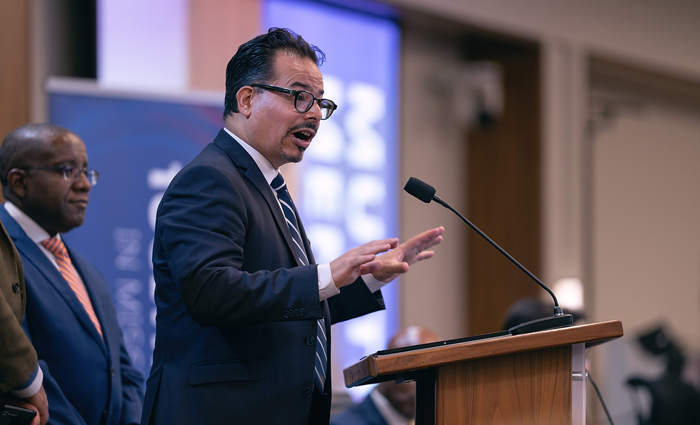 Jose Cortes Jr., a Ministerial Association associate director, encourages conference leaders to prayerfully identify congregations willing and able to participate in the digital evangelism initiative, which was presented on Oct. 30, 2025 at the NAD Year-End Meeting. Photo by Pieter Damsteegt