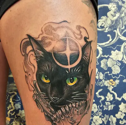 Cat Witchy Tattoo