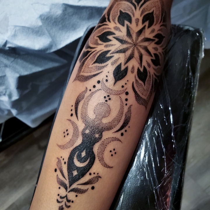 Divine Feminine Geometric Mandala Tattoo Dot