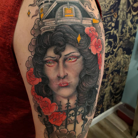 Lady Face House Tattoo