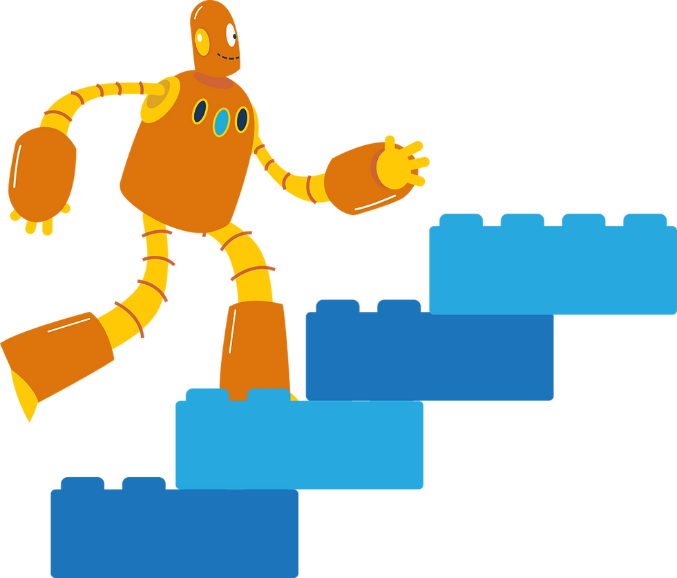 Moby climbing steps made of LEGOs
