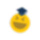Laughing emoji wearing a graduation cap
