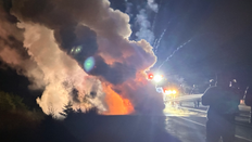 Two Males Uninjured After Vehicle Destroyed by Fire on Trans Canada Highway