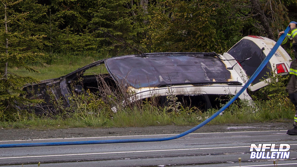 SUV DESTROYED BY FIRE AFTER BEING FOUND IN DITCH