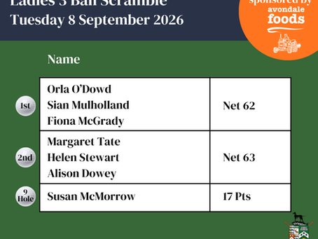 Ladies 3 Ball Scramble Results - 08.09.26
