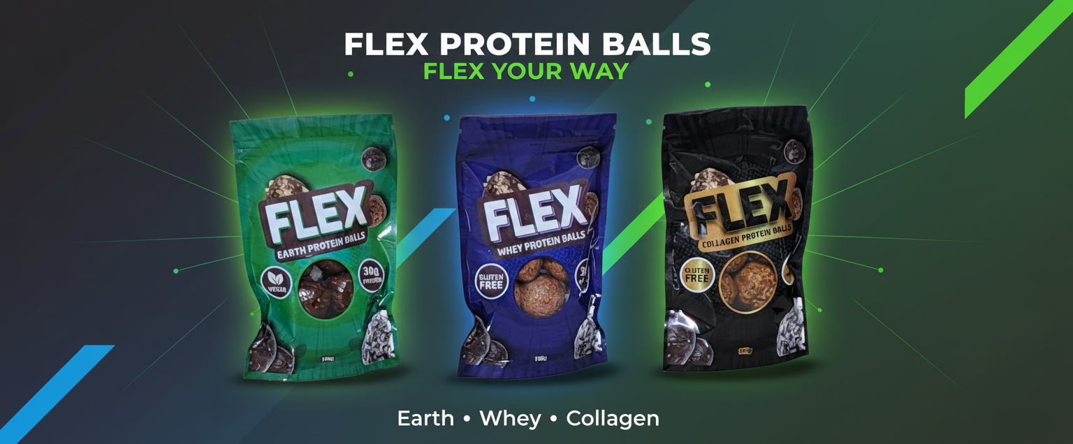 Flex Protein Balls Earth, Whey and Collagen pouches