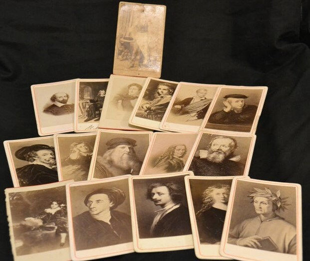 Vintage CDV Cabinet Cards of Famous People Inc. Scott-Raphael-Voltaire-Dante