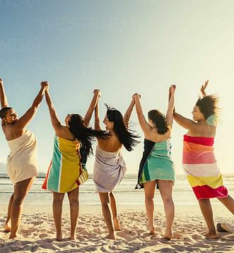 group of women at the beach